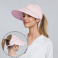 Womens Detachable Face Cover Sun Visor Cap UV Protection Mesh Panel Design with Extra Wide Brim