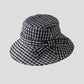 Women's Gingham Wide - Brim Sun Hat with Bow Chin Strap