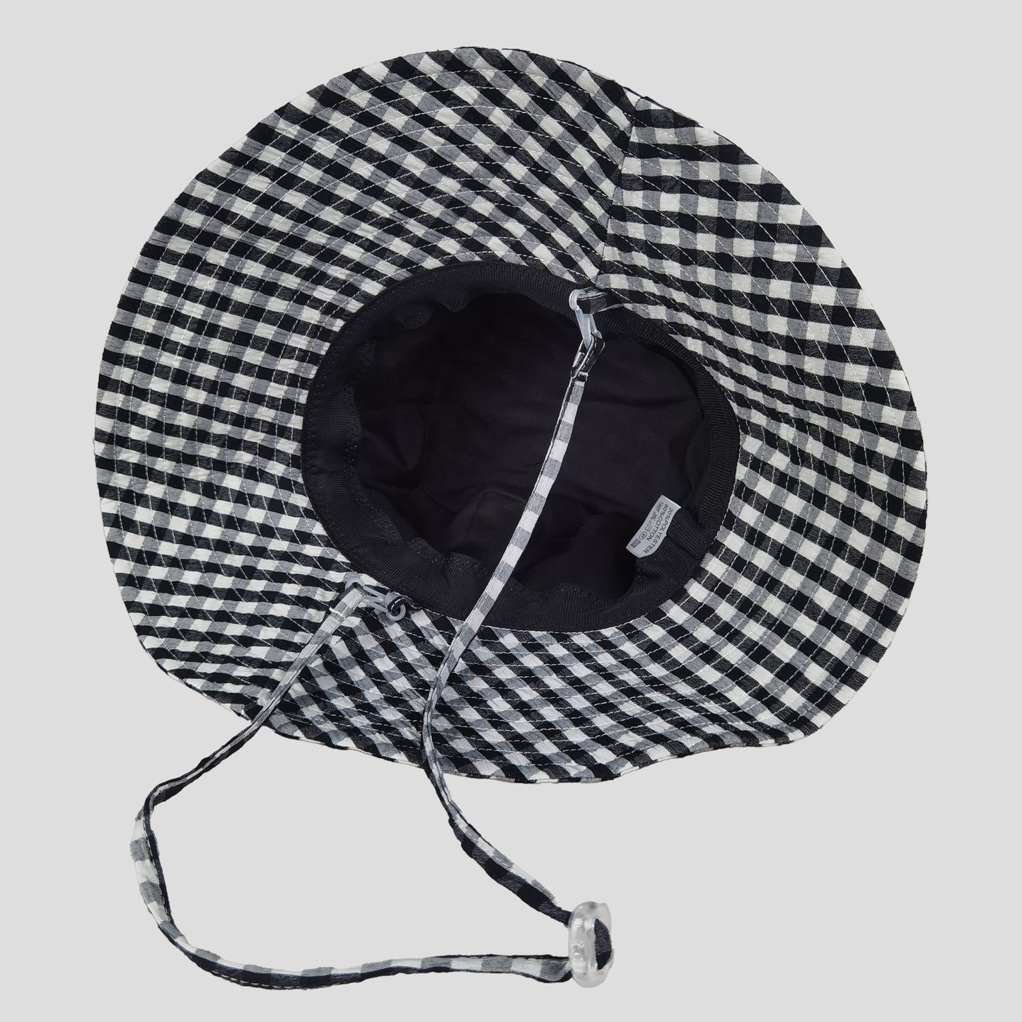 Women's Gingham Wide - Brim Sun Hat with Bow Chin Strap