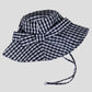 Women's Gingham Wide - Brim Sun Hat with Bow Chin Strap