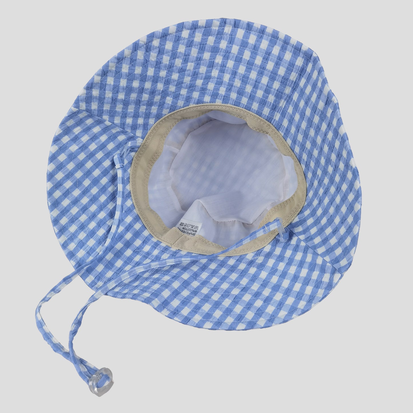 Women's Gingham Wide - Brim Sun Hat with Bow Chin Strap