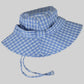 Women's Gingham Wide - Brim Sun Hat with Bow Chin Strap