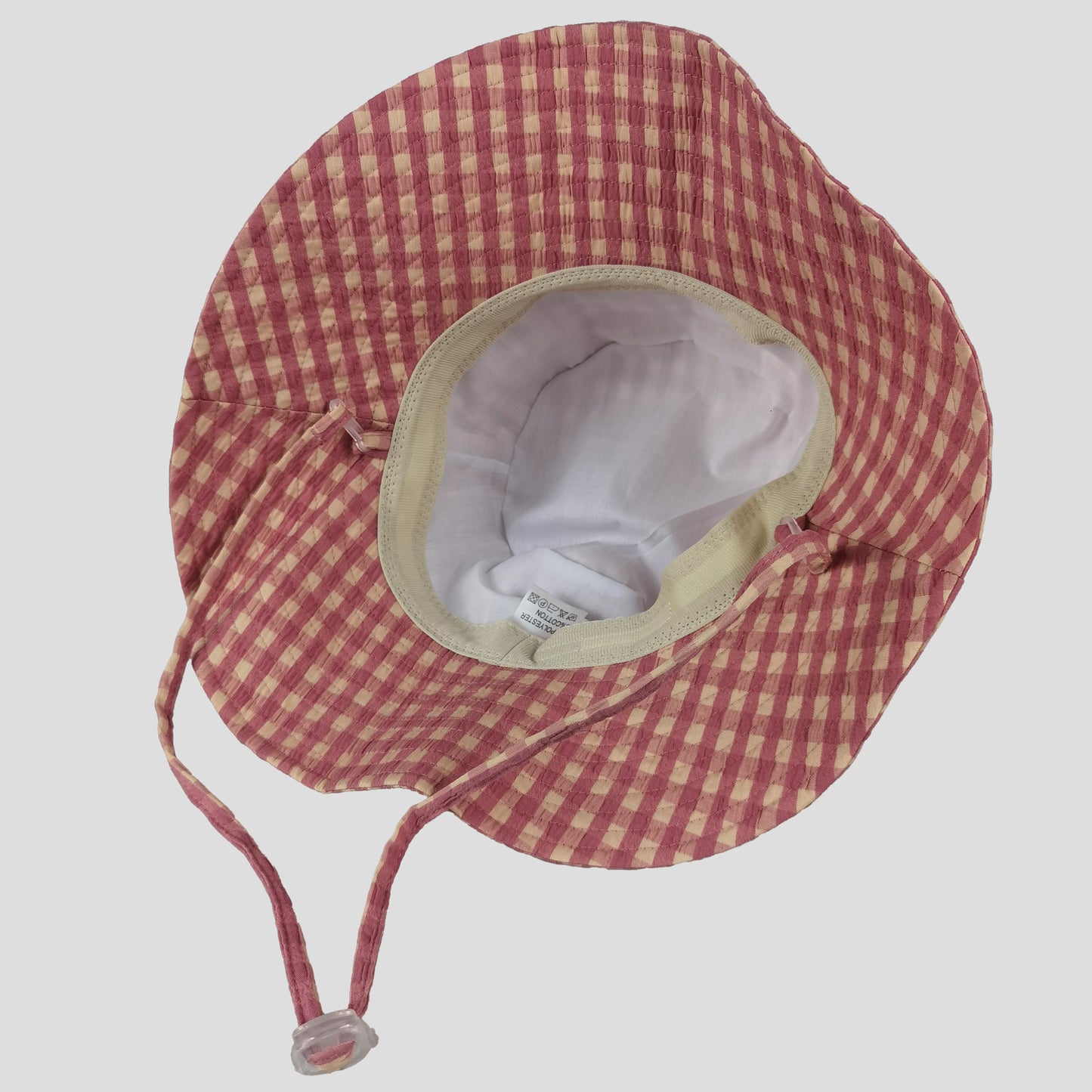 Women's Gingham Wide - Brim Sun Hat with Bow Chin Strap