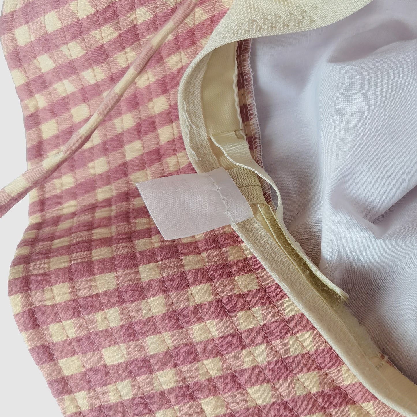 Women's Gingham Wide - Brim Sun Hat with Bow Chin Strap