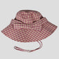 Women's Gingham Wide - Brim Sun Hat with Bow Chin Strap