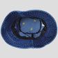 Women's Denim Bucket Hat Foldable with Smiley Face Embroidery