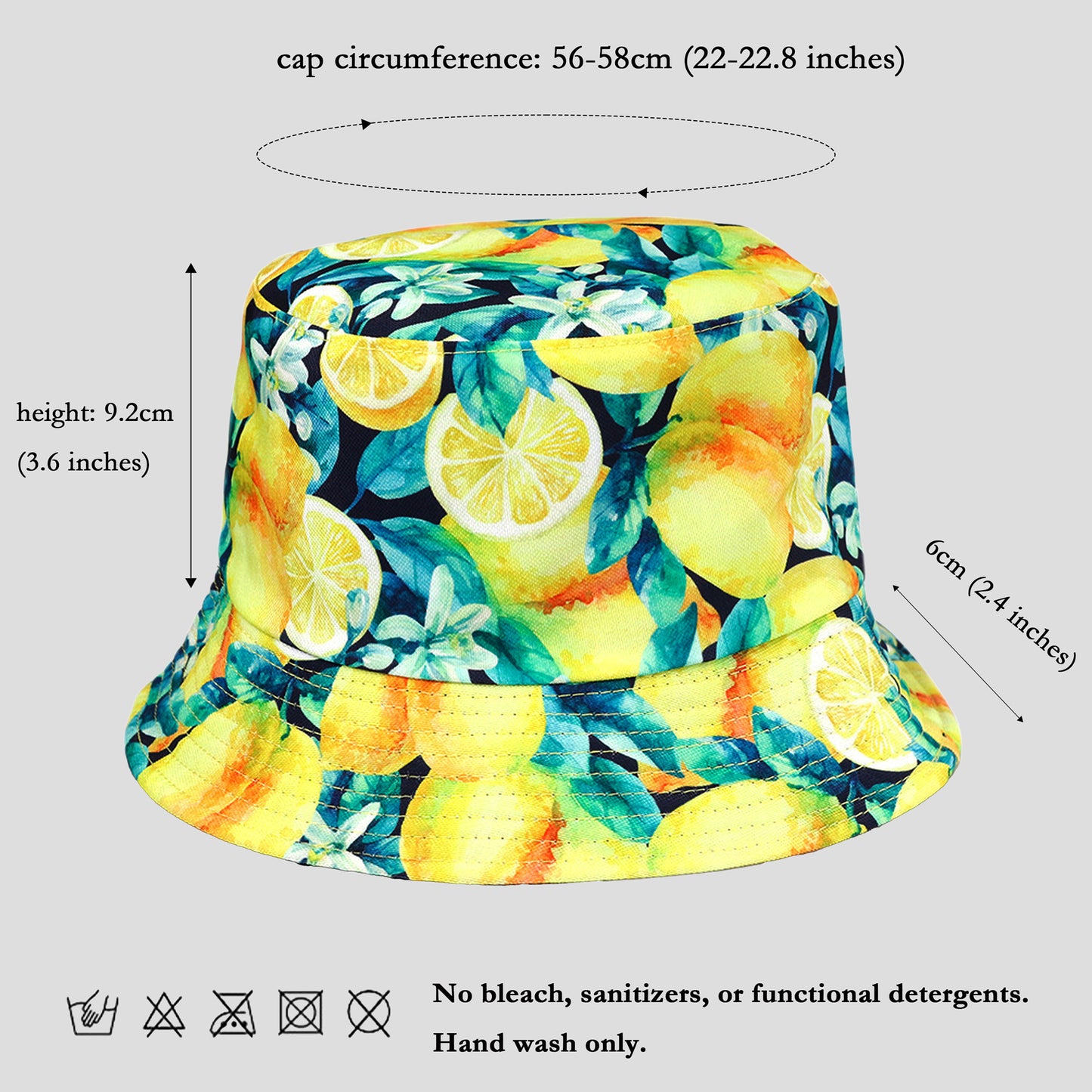 Women's Reversible Bucket Hat Stylish Fruit Printing Sun Protection