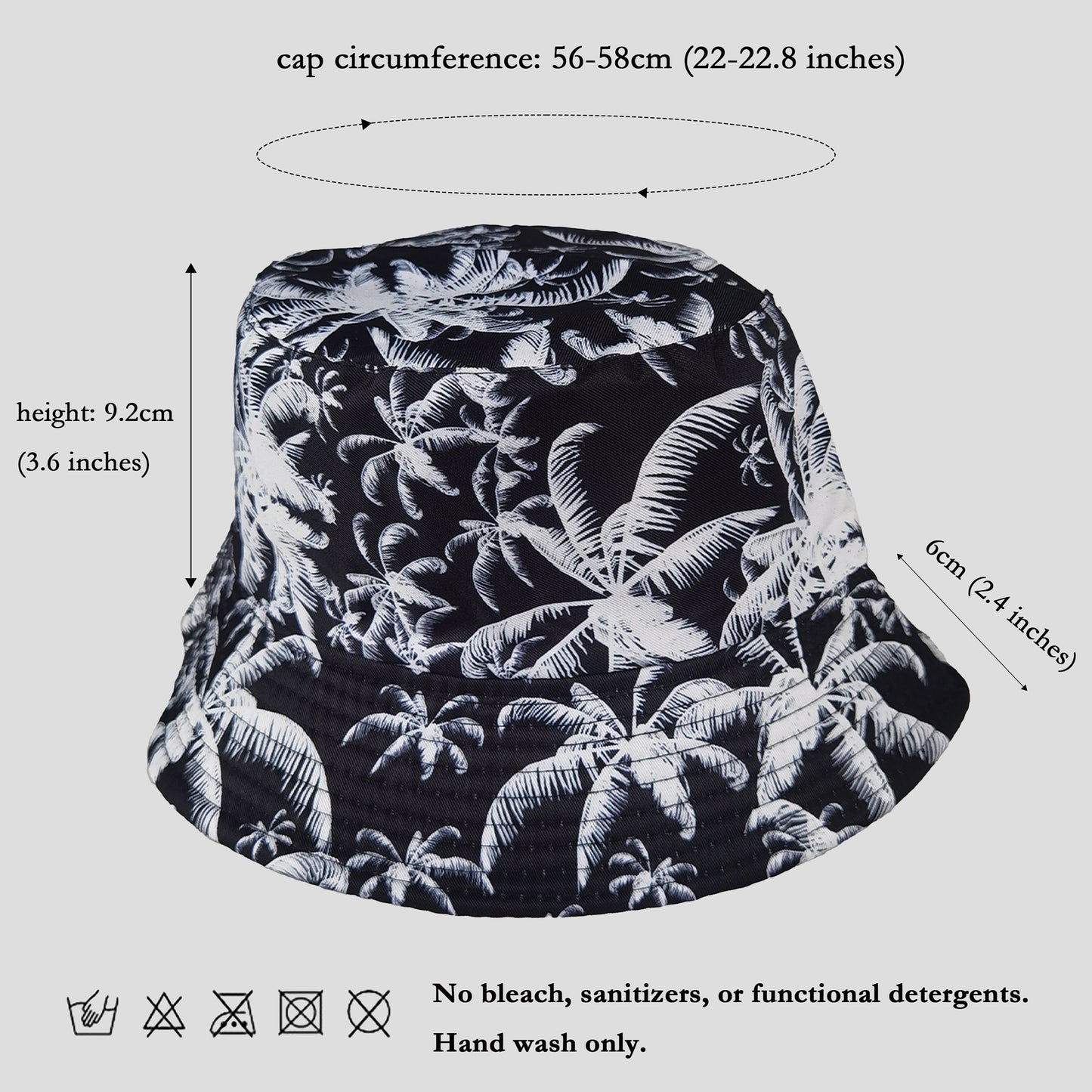 Women's Coconut Palm Print Bucket Hats Reversible Anti-UV Hat