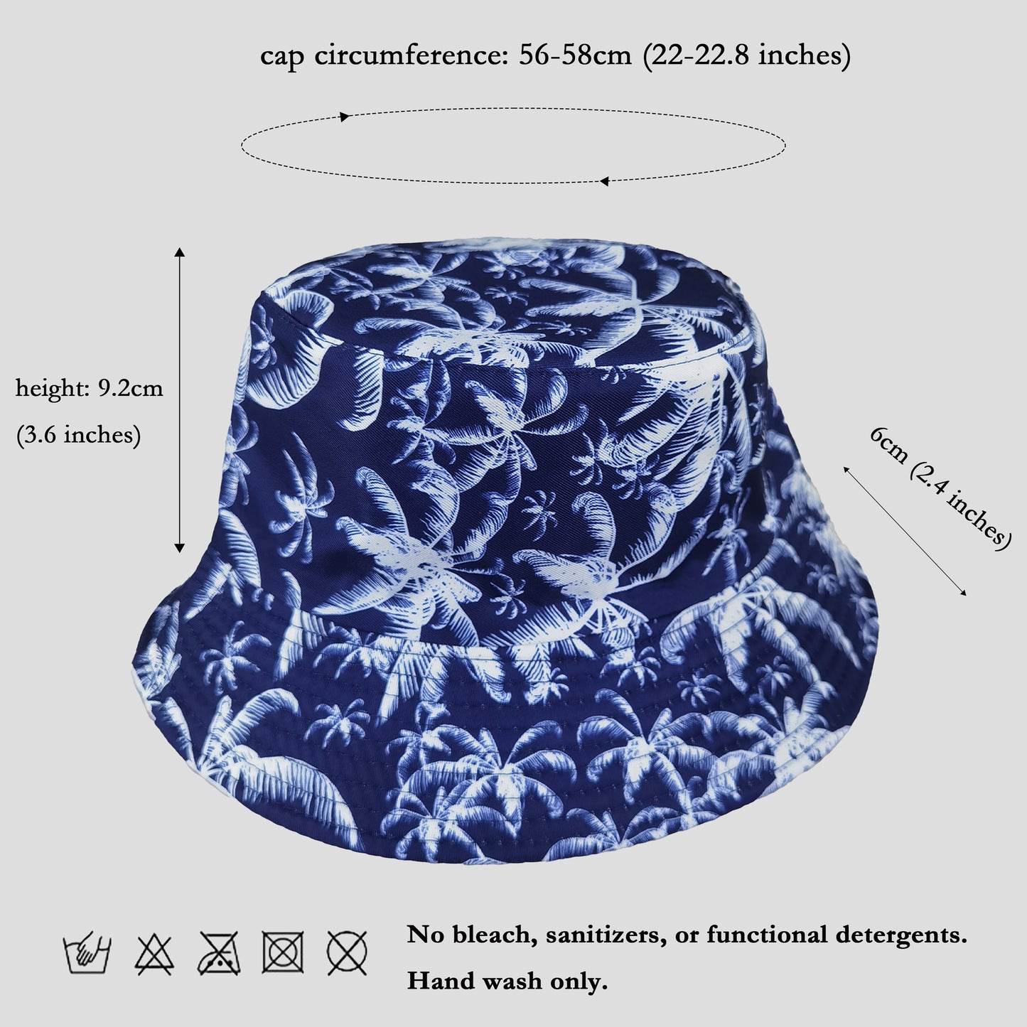 Women's Coconut Palm Print Bucket Hats Reversible Anti-UV Hat