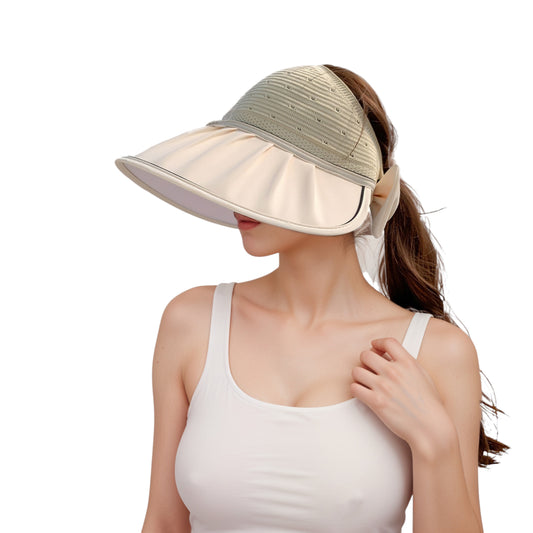 Extra Wide Brim Sun Visor Hat for Women Adjustable UV Protection Bow Detail Breathable Summer Beach Hat