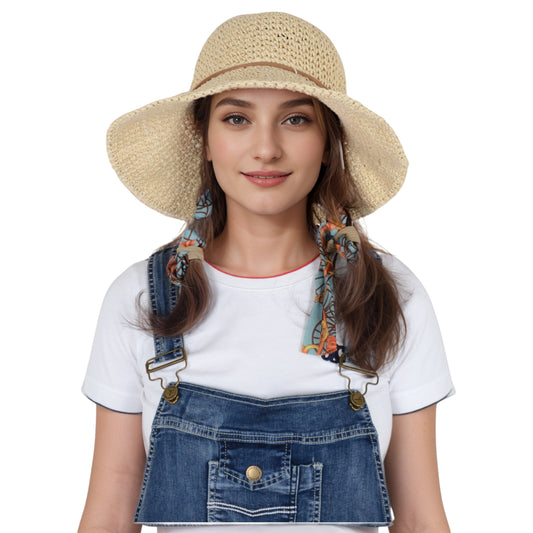 Woven Floppy Sun Hat with Rounded Crown and Decorative Bow Detail for Elegant Summer Shade and Vacation Style