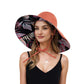 Wide Brim Sun Hat with Ponytail Hole Neck Tie Closure and Patterned Lining for UV Protection and Outdoor Style