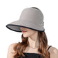Roll Up Wide Brim Visor Sun Hat with Ponytail Hole and UV Protection Lightweight Packable Foldable Summer Cap