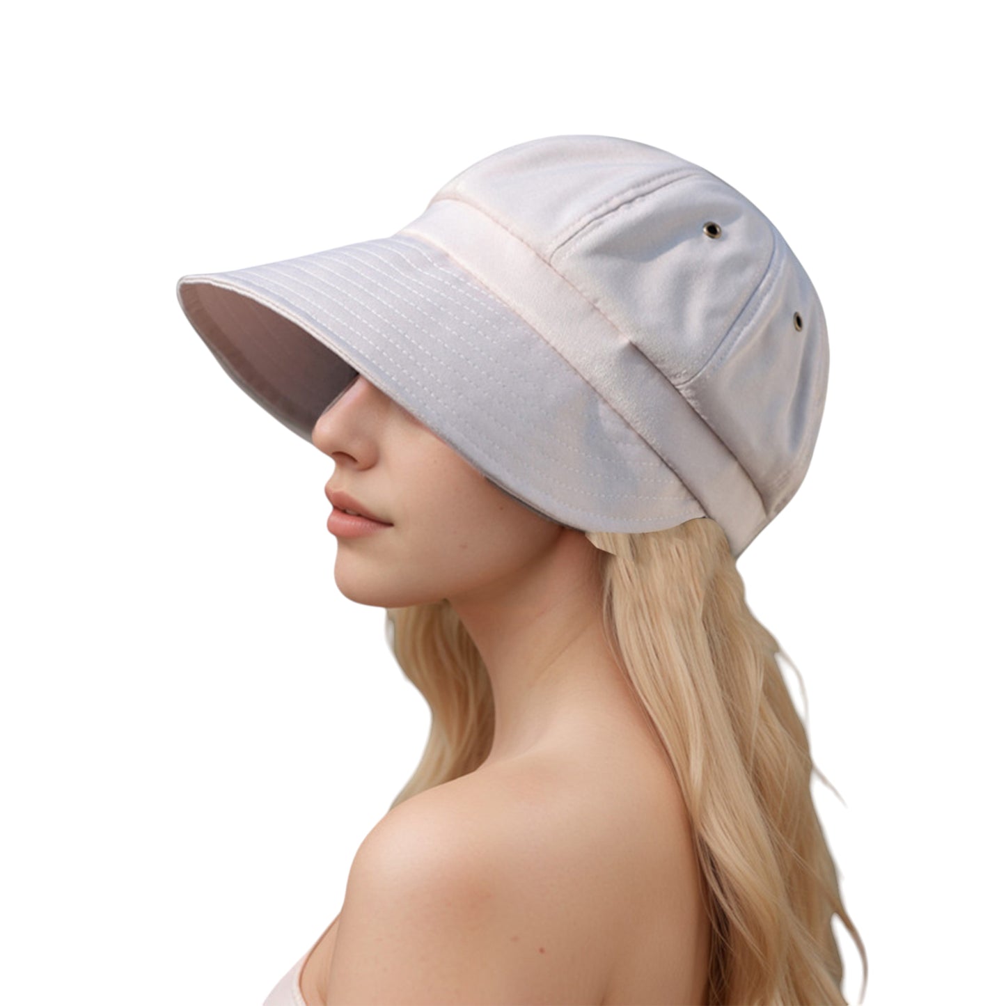 Womens Wide Brim Baseball Cap Bundle with UV Protection Ponytail Hole and Ventilated Eyelets Casual Outdoor Style