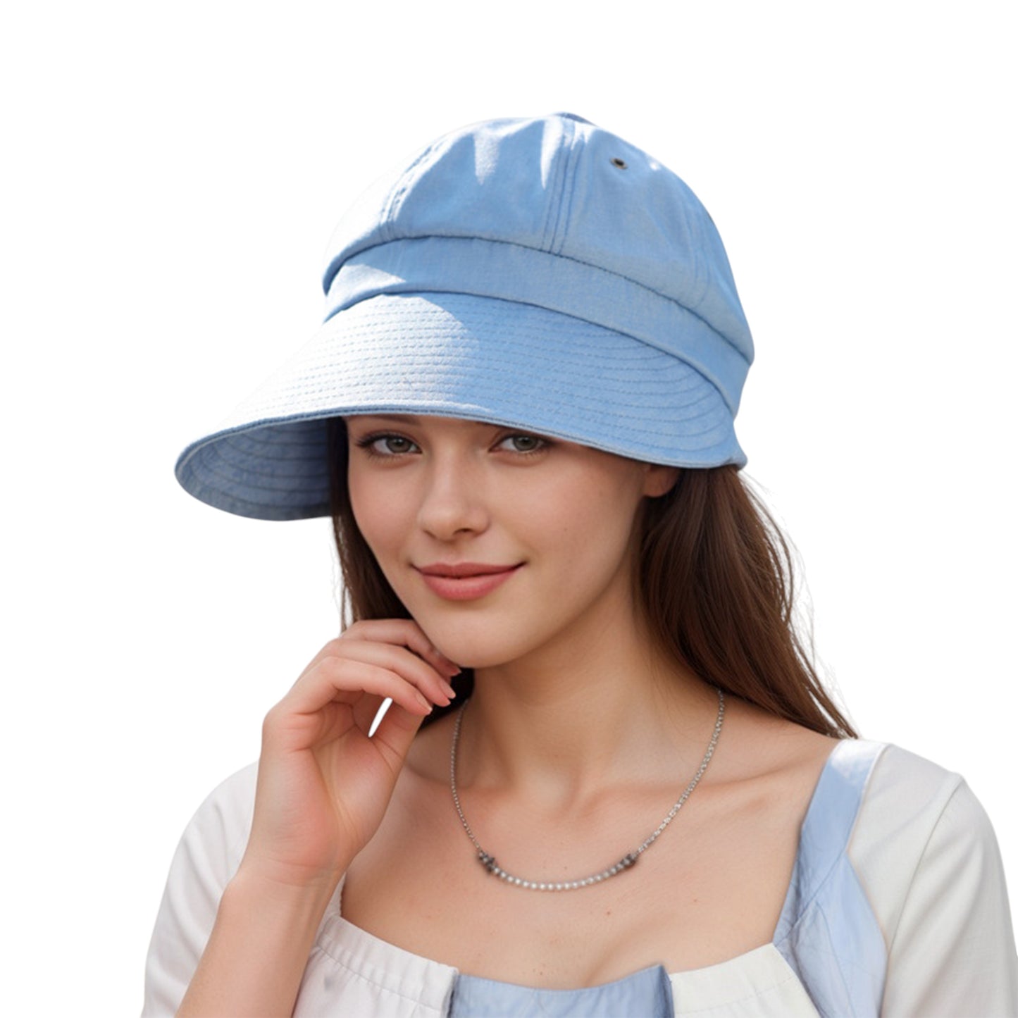 Womens Wide Brim Baseball Cap Bundle with UV Protection Ponytail Hole and Ventilated Eyelets Casual Outdoor Style
