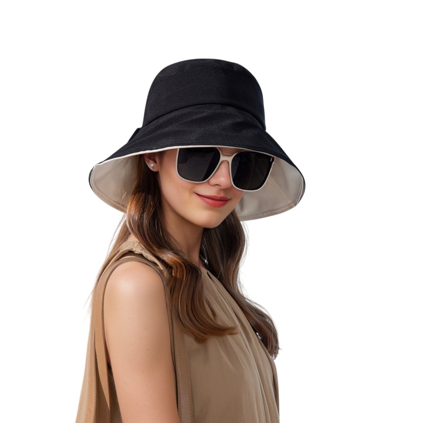 Wide Brim Bucket Hat Back Bow Detail for Sun Protection and Stylish Summer Looks