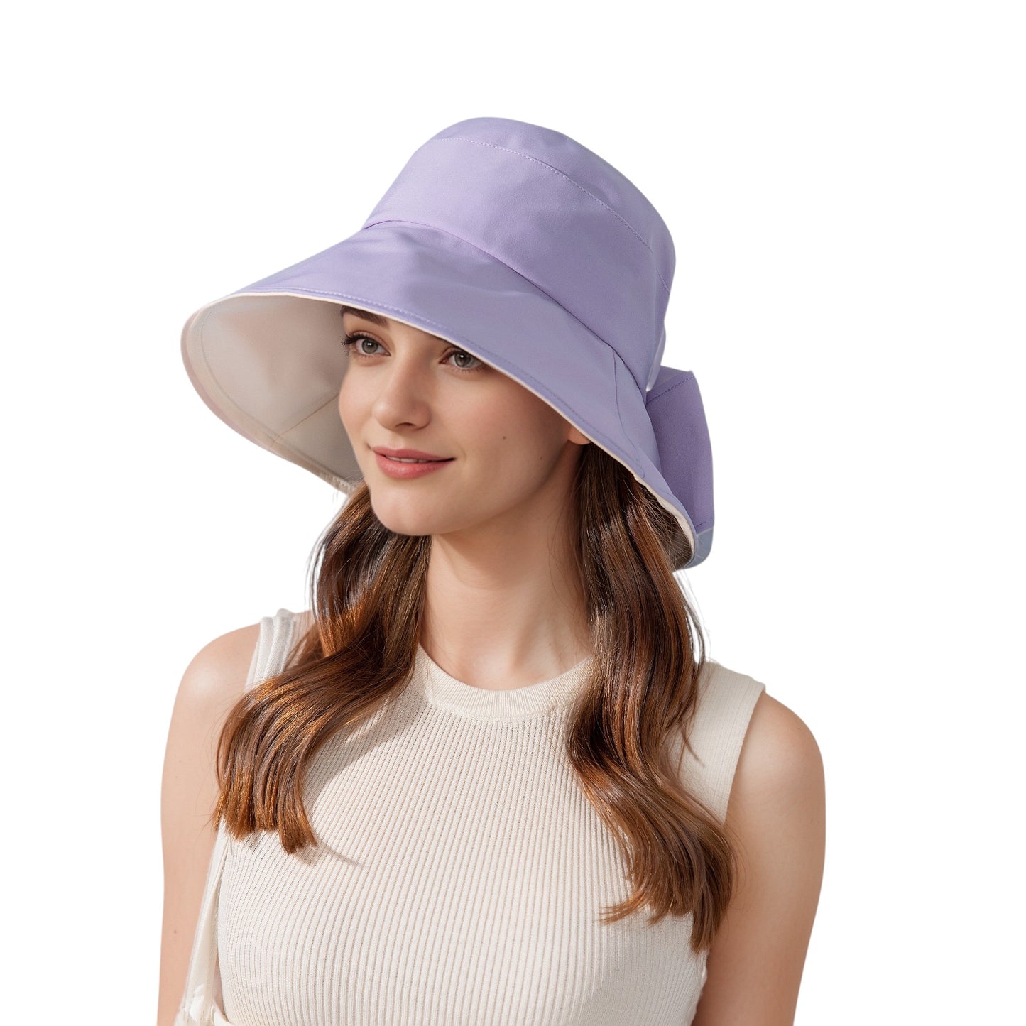 Wide Brim Bucket Hat Back Bow Detail for Sun Protection and Stylish Summer Looks