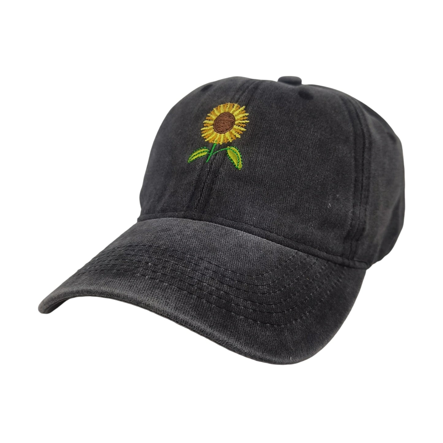Women's Baseball Cap with Sunflower Embroidery