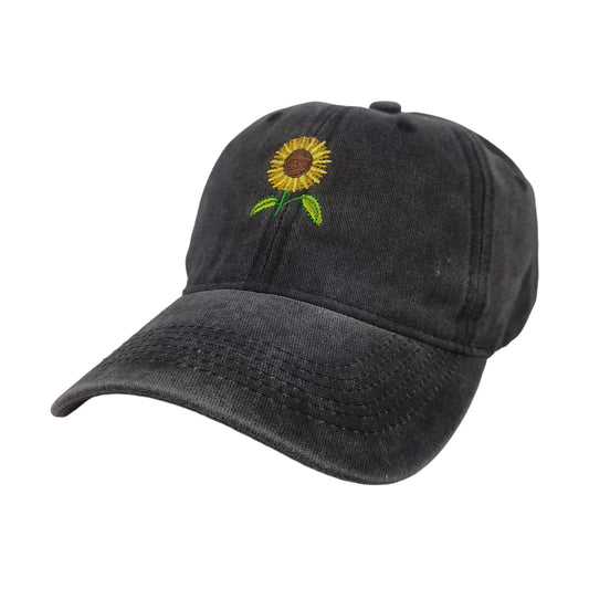 Women's Baseball Cap with Sunflower Embroidery