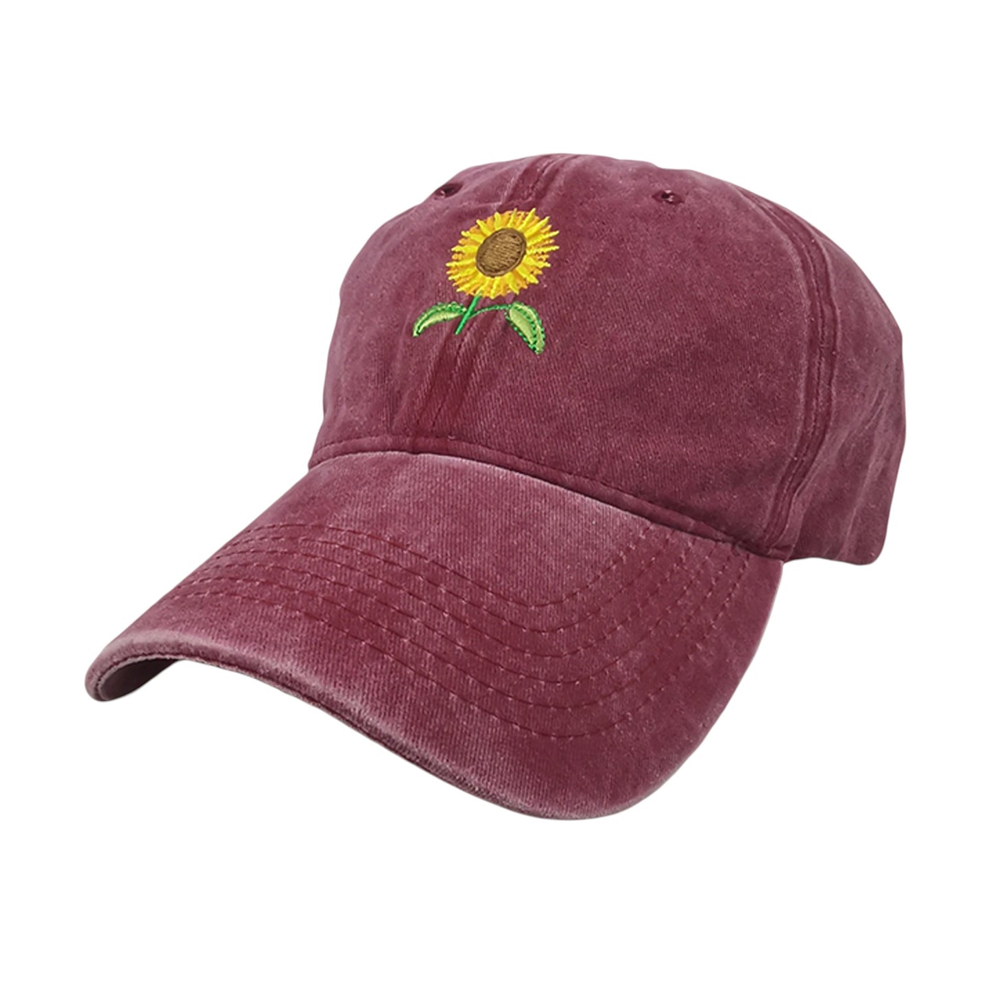 Women's Baseball Cap with Sunflower Embroidery