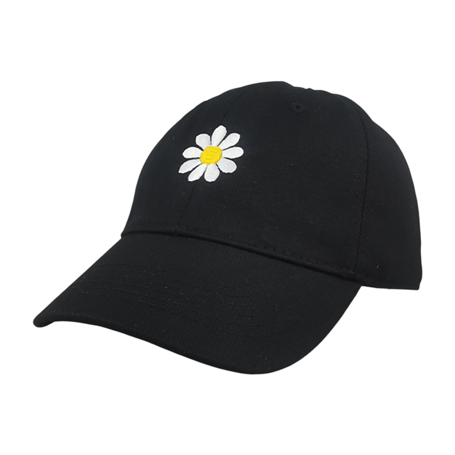 Women's Baseball Cap Stylish Solid Color with Daisy Embroidery