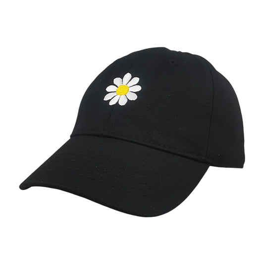 Women's Baseball Cap Stylish Solid Color with Daisy Embroidery