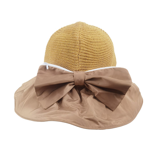 Women's Foldable Packable Sun Hats with Bow Bag