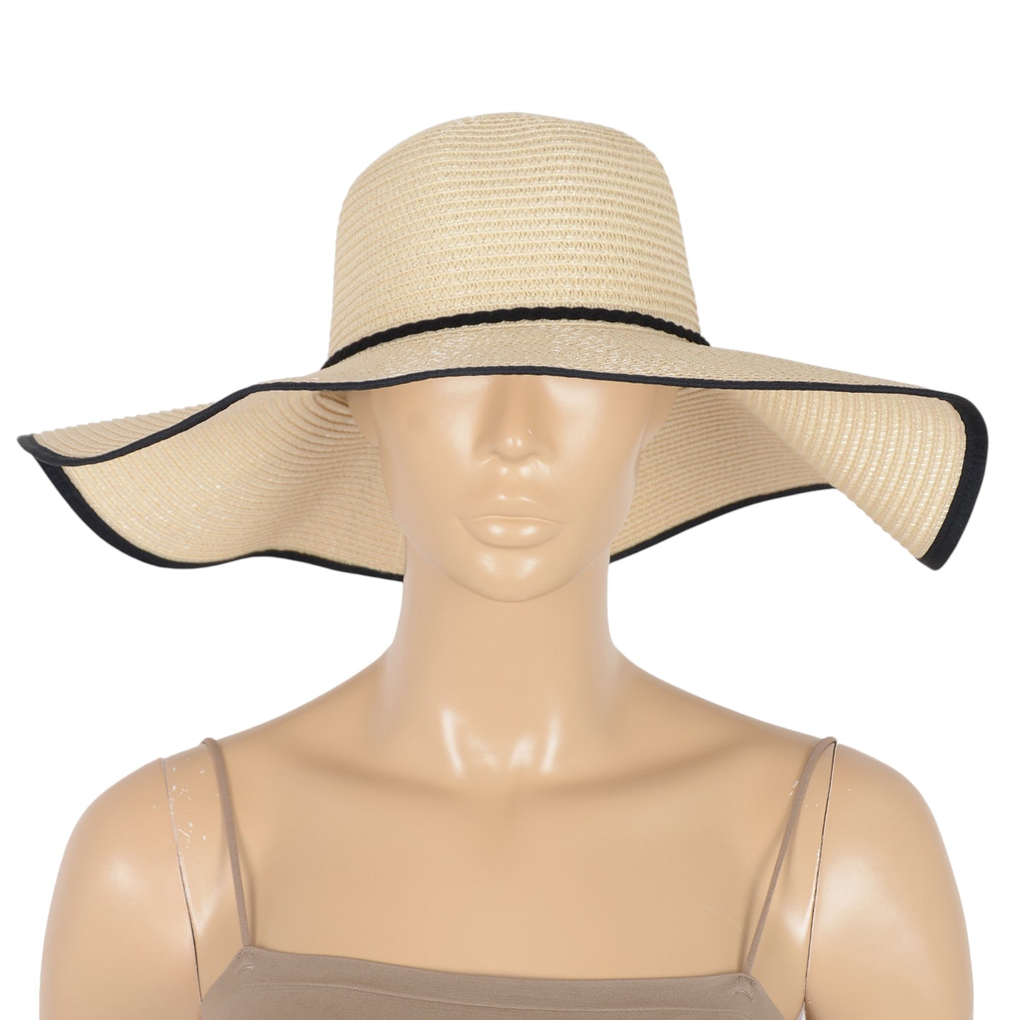 Wide Brim Straw Sun Hat with Braided Cord Detail Lightweight Packable Design for Beach Outdoor Protection