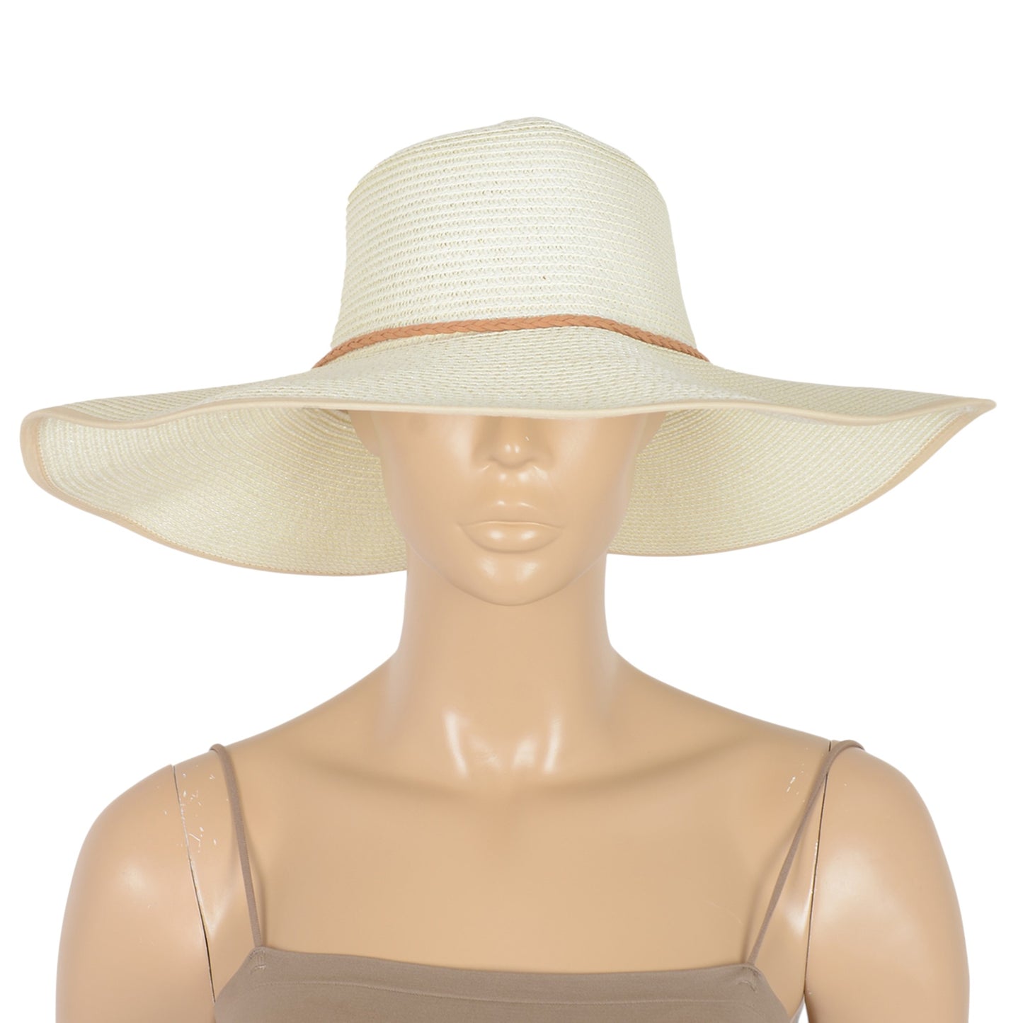 Wide Brim Straw Sun Hat with Braided Cord Detail Lightweight Packable Design for Beach Outdoor Protection
