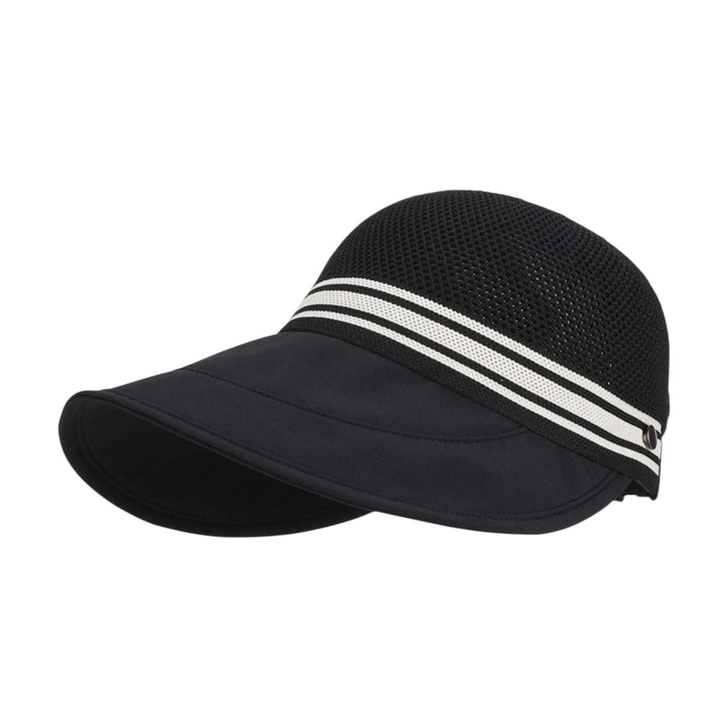 Breathable Mesh Sun Visor Cap with Ponytail Slot Adjustable Strap and Wide Brim for Outdoor Hiking and Summer Travel