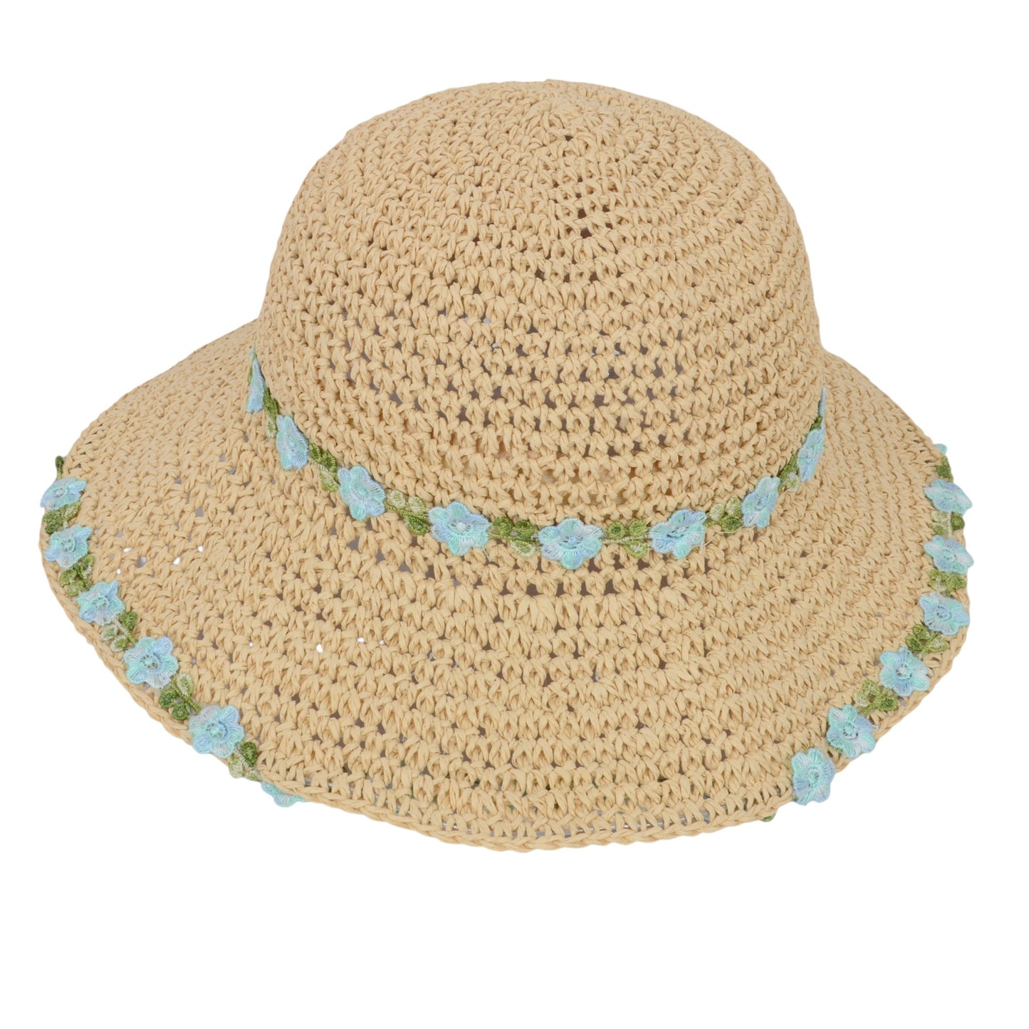Women's Flower Embellishments Sun Hats Charming Crocheted Straw