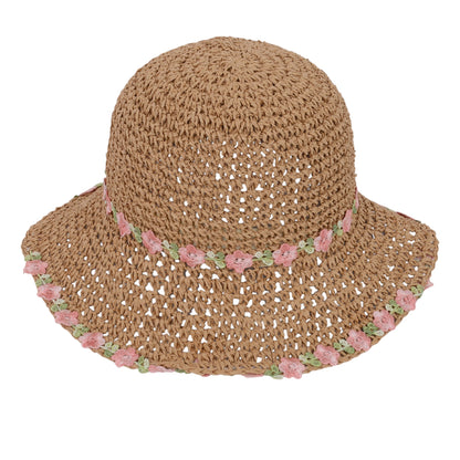 Women's Flower Embellishments Sun Hats Charming Crocheted Straw