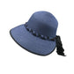 Women's Wide Brim Straw Hat with Braided Band and Contrast Bow Detail
