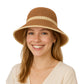Packable Crochet Straw Bucket Hat with Two-Tone Design Lightweight Summer Sun Hat for Beach Travel Hiking Outdoor Use