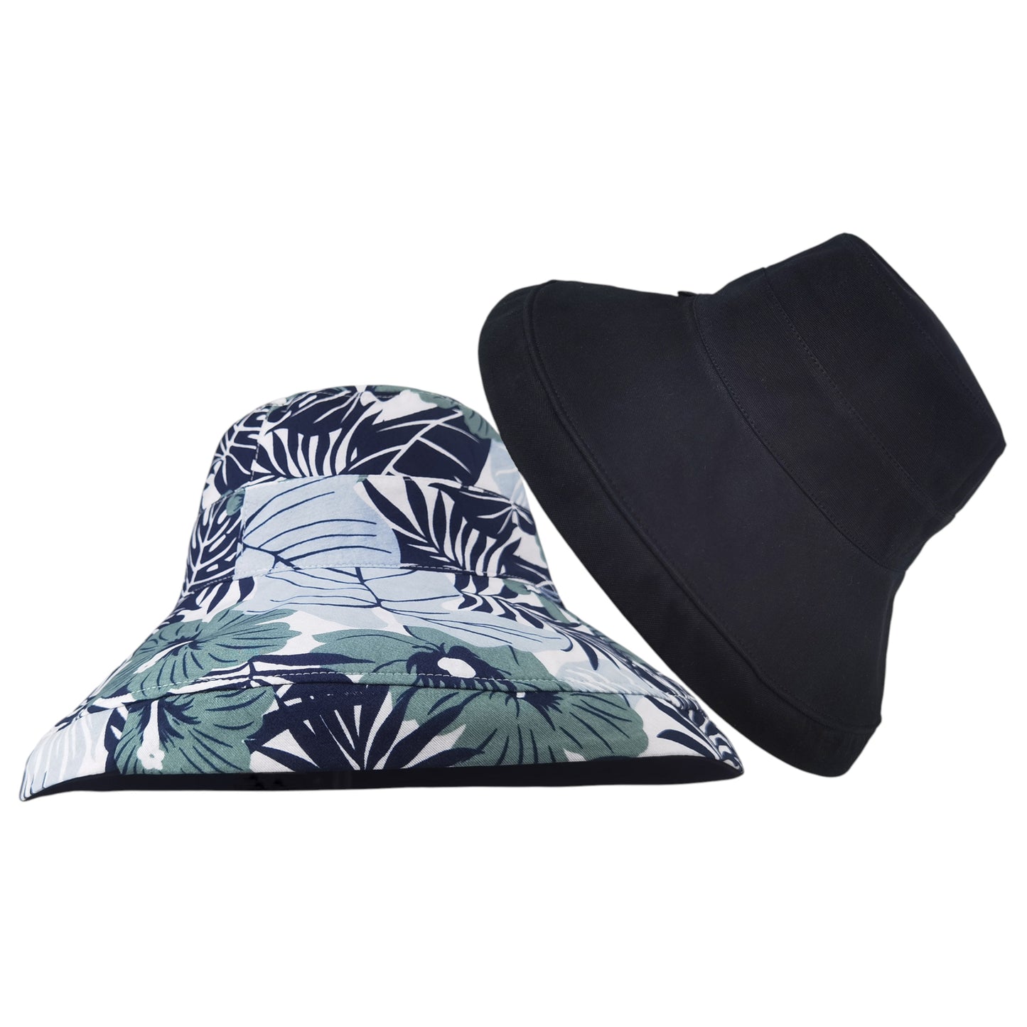 Women's 2-in-1 Double-Sided Bucket Hat with Floral & Solid Design