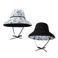 Women's Reversible Floral & Solid Bucket Sun Hat with Chin Strap