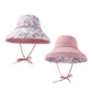 Women's Reversible Floral & Solid Bucket Sun Hat with Chin Strap
