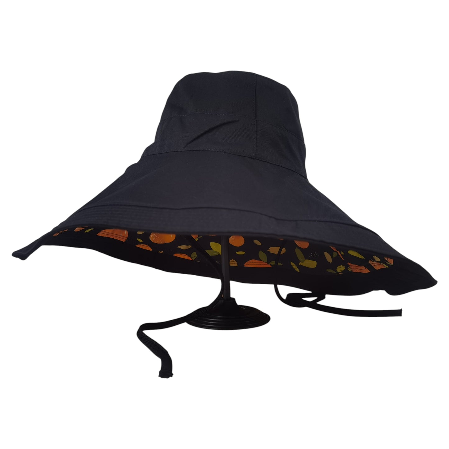 Women's Reversible Wide - Brim Sun Hat with Fruit Pattern Lining