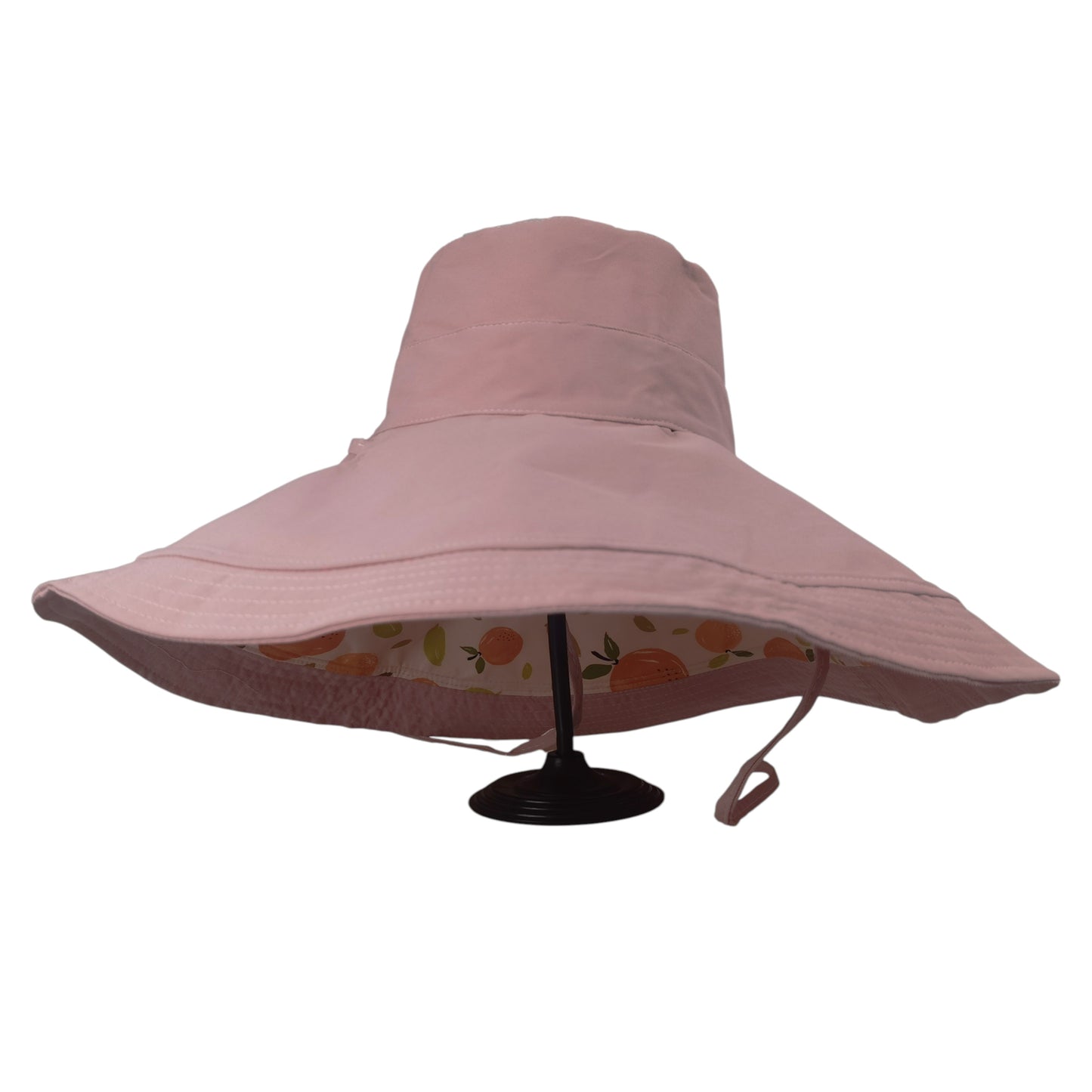 Women's Reversible Wide - Brim Sun Hat with Fruit Pattern Lining