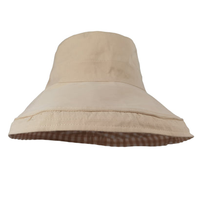 Women's Reversible Checkered Bucket Hat with Chin Strap
