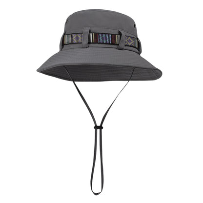 Wide Brim Bucket Hat with Colorful Ribbon Trim Breathable Mesh Lining and Adjustable Chin Strap for Outdoor Use