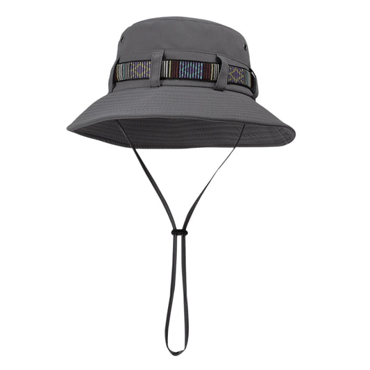 Wide Brim Bucket Hat with Colorful Ribbon Trim Breathable Mesh Lining and Adjustable Chin Strap for Outdoor Use