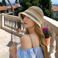 Women's Multicolor Striped Crochet Bucket Hat Lightweight Summer Accessory