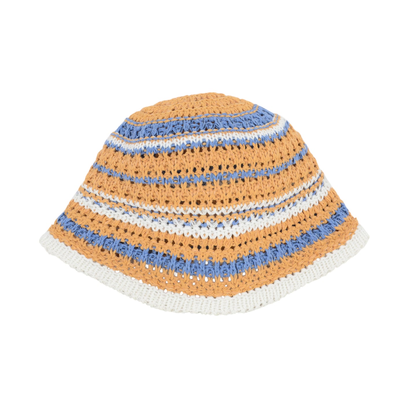 Women's Multicolor Striped Crochet Bucket Hat Lightweight Summer Accessory