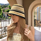 Women's Multicolor Striped Crochet Bucket Hat Lightweight Summer Accessory