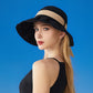 Women's Wide Brim Floppy Sun Hat with Contrast Bow Band and Structured Crown