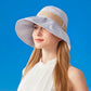 Women's Wide Brim Floppy Sun Hat with Contrast Bow Band and Structured Crown