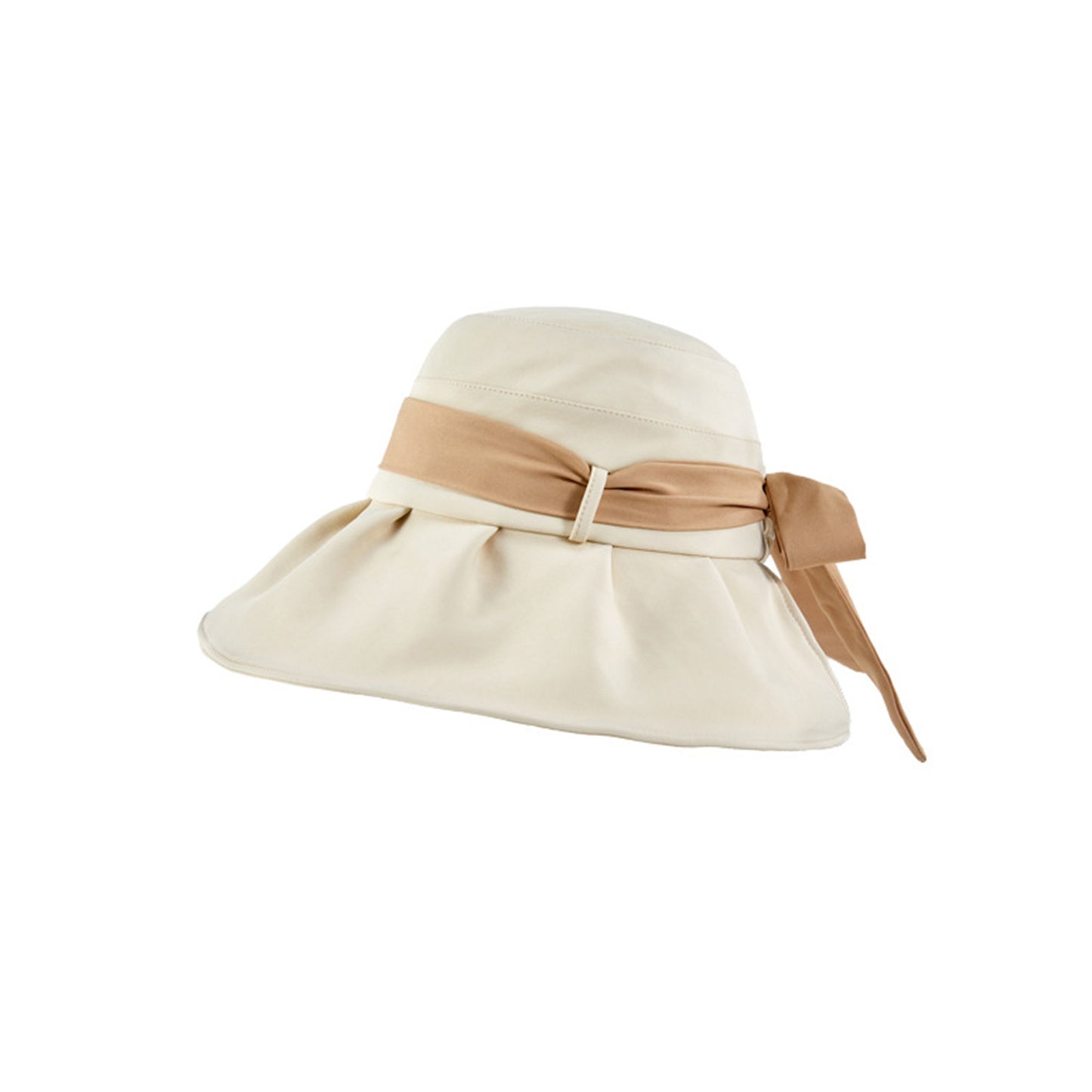 Women's Wide Brim Floppy Sun Hat with Contrast Bow Band and Structured Crown