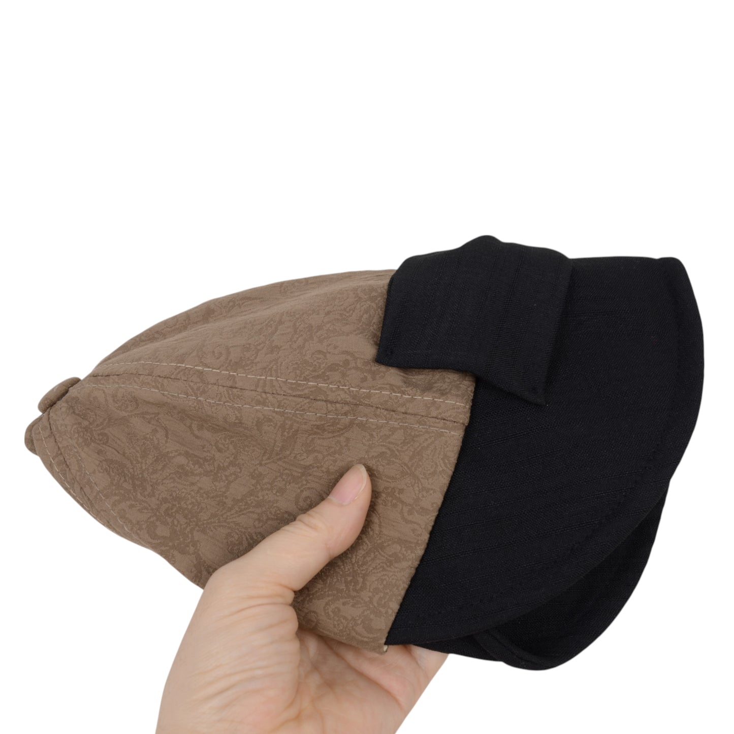 Women's Structured Visor Cloche Hat with Oversized Bow and Textured Dome Crown