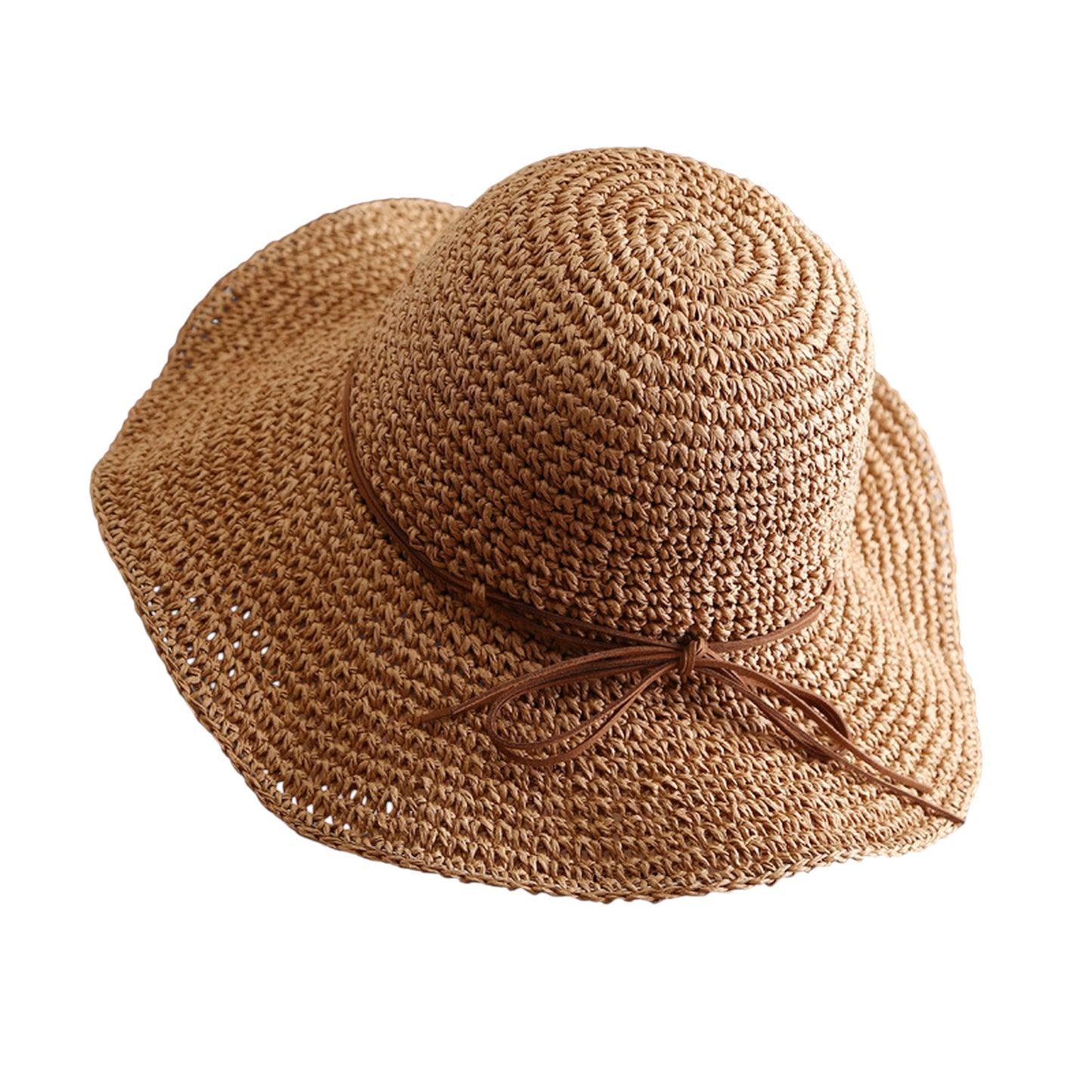 Wide - Brim Straw Sun Hat with Leather Tie